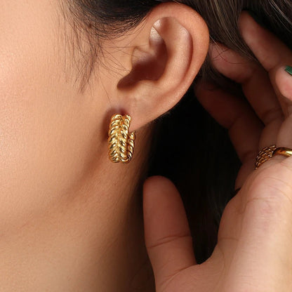 Leaf Hoop Earrings - Zafinne Jewelry