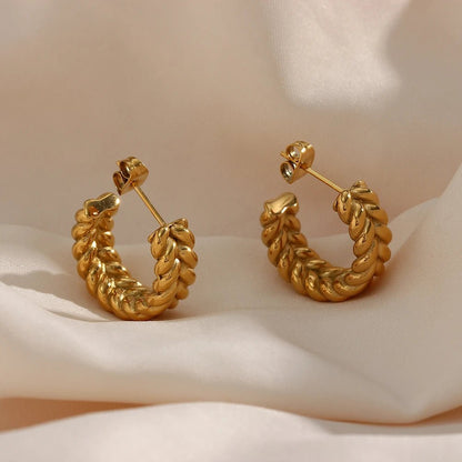 Leaf Hoop Earrings - Zafinne Jewelry