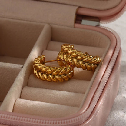 Leaf Hoop Earrings - Zafinne Jewelry