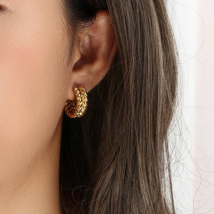 Leaf Hoop Earrings - Zafinne Jewelry