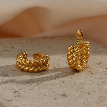 Leaf Hoop Earrings - Zafinne Jewelry