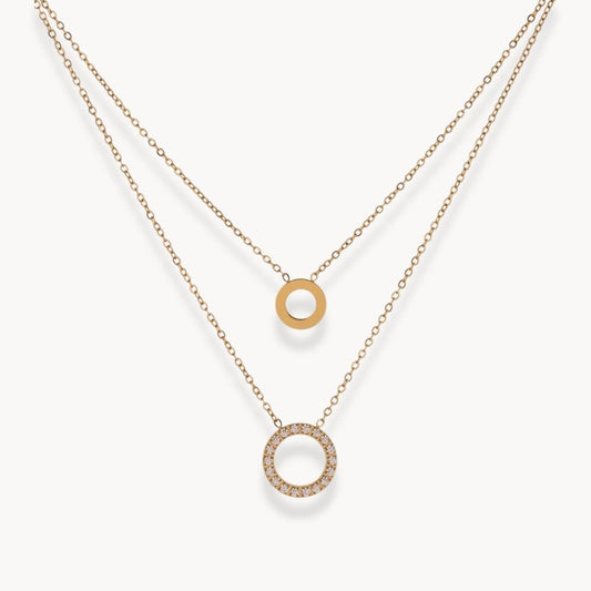 Liora Double Circle Layered Necklace - Zafinne Jewelry