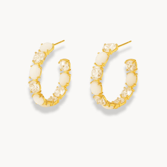 Luxury Opals Hoop Earrings - Zafinne Jewelry