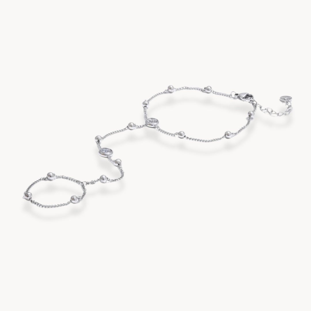 Mira Gold Beaded Hand Chain Bracelet - Zafinne Jewelry