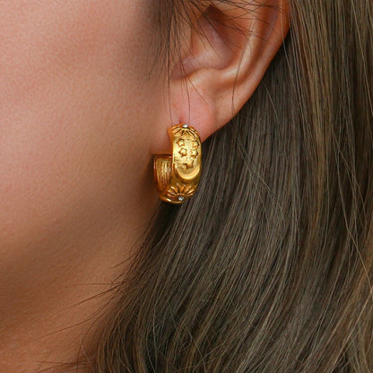 Moon Sun Star Hoop Earrings - Zafinne Jewelry