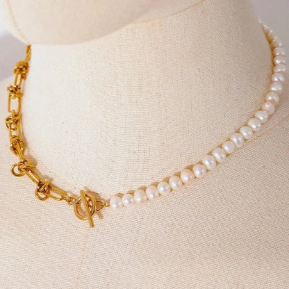 Natural Pearls Chain Necklace - Zafinne Jewelry