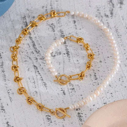 Natural Pearls Chain Necklace - Zafinne Jewelry