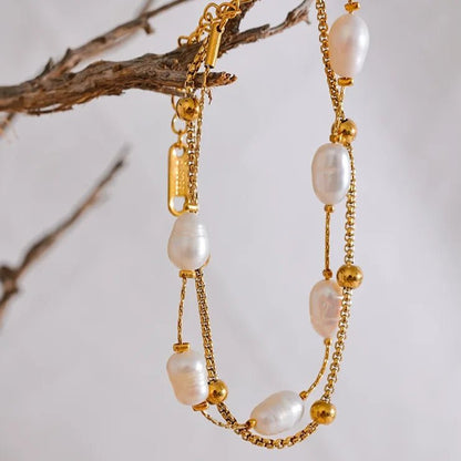 Natural Pearls Double Layer Bracelet - Zafinne Jewelry