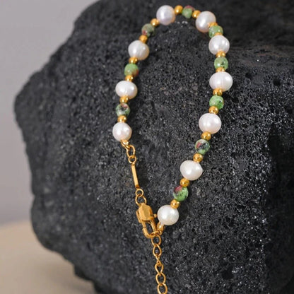 Natural Stone Freshwater Pearls Bracelet - Zafinne Jewelry