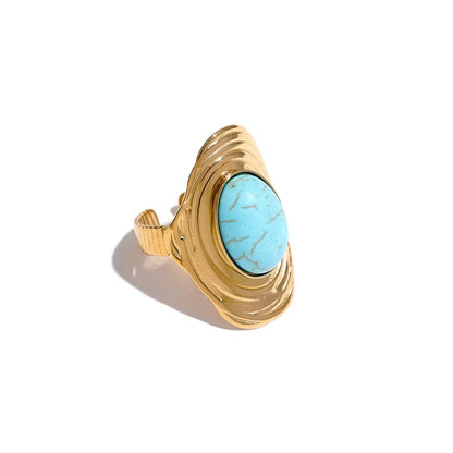 Natural Stone Vintage Adjustable Ring - Zafinne Jewelry