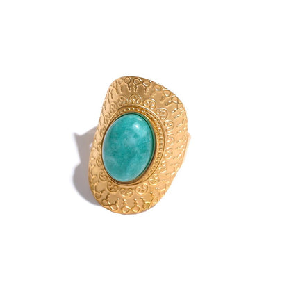 Natural Stone Vintage Adjustable Ring - Zafinne Jewelry