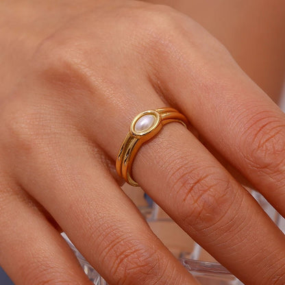 Oval Natural Stone Vintage Ring - Zafinne Jewelry