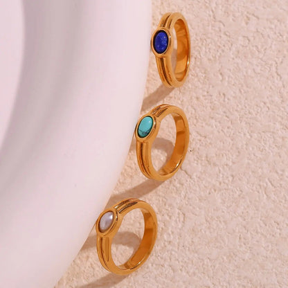 Oval Natural Stone Vintage Ring - Zafinne Jewelry