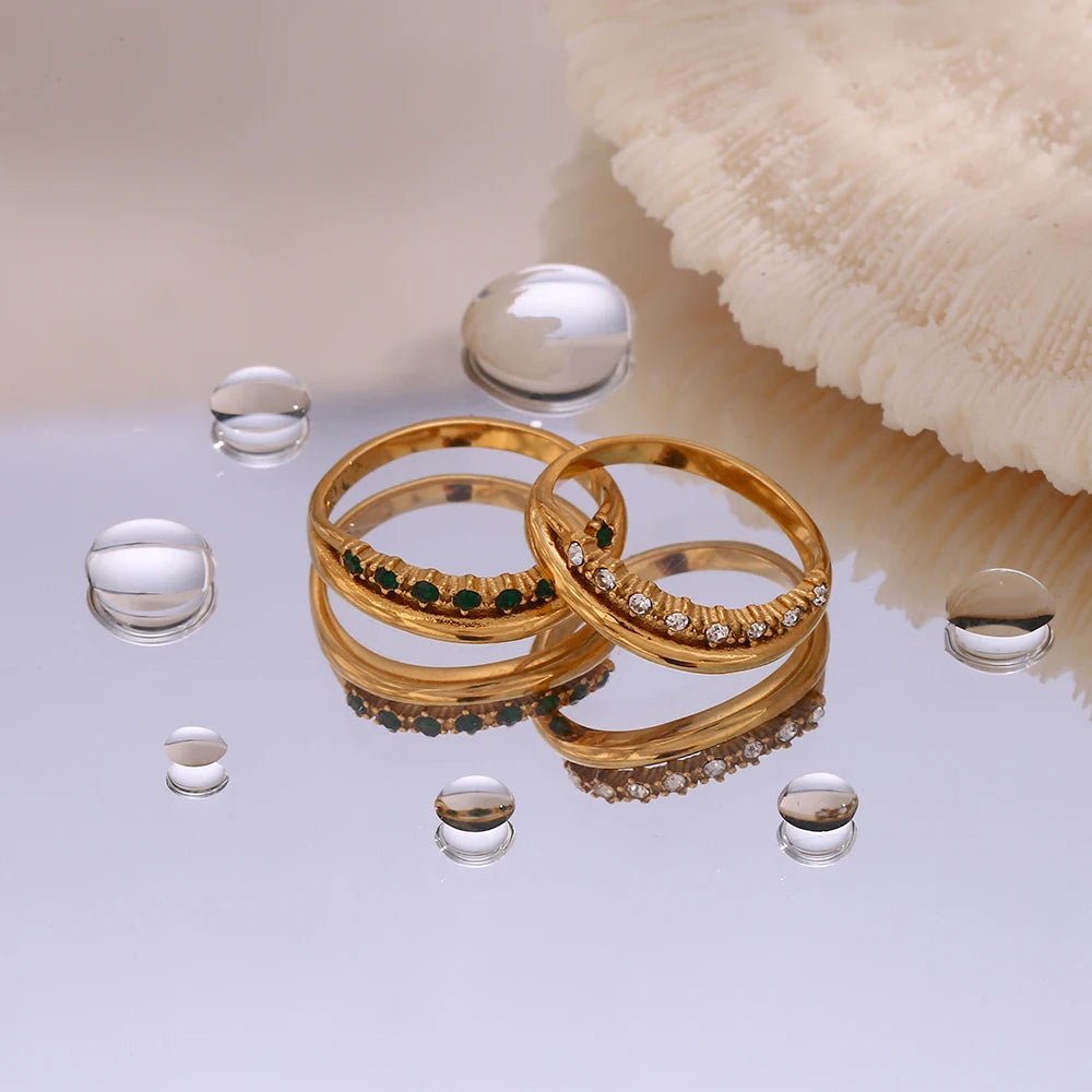 Paved Multiple Layer Ring - Zafinne Jewelry