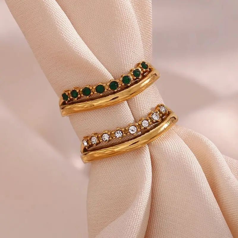 Paved Multiple Layer Ring - Zafinne Jewelry