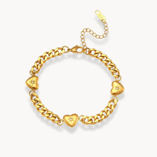 Paved Ocean Heart Cuban Chain Bracelet - Zafinne Jewelry