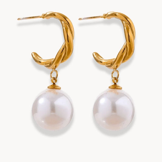 Pearl Drop Twisted Earrings - Zafinne Jewelry