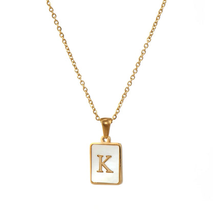 Pearl Shell Initial Letter Necklace - Zafinne Jewelry