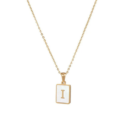 Pearl Shell Initial Letter Necklace - Zafinne Jewelry