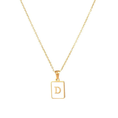 Pearl Shell Initial Letter Necklace - Zafinne Jewelry