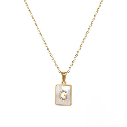Pearl Shell Initial Letter Necklace - Zafinne Jewelry