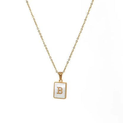 Pearl Shell Initial Letter Necklace - Zafinne Jewelry