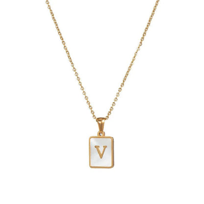 Pearl Shell Initial Letter Necklace - Zafinne Jewelry