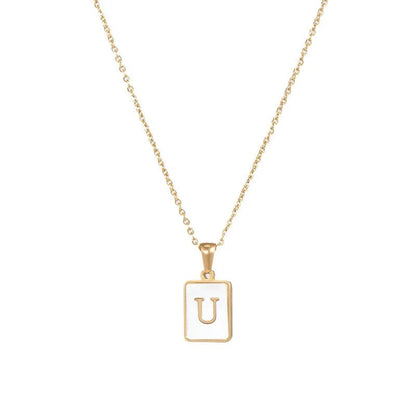 Pearl Shell Initial Letter Necklace - Zafinne Jewelry