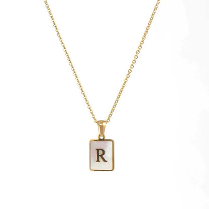 Pearl Shell Initial Letter Necklace - Zafinne Jewelry