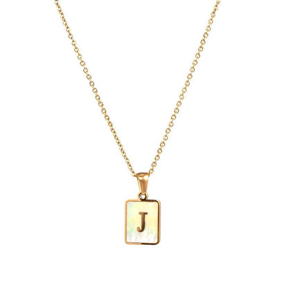 Pearl Shell Initial Letter Necklace - Zafinne Jewelry