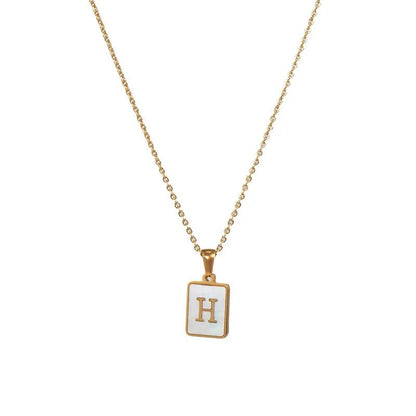Pearl Shell Initial Letter Necklace - Zafinne Jewelry