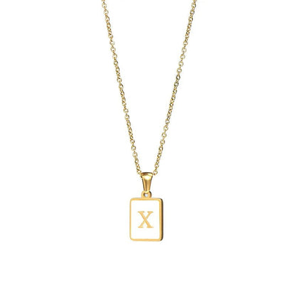 Pearl Shell Initial Letter Necklace - Zafinne Jewelry