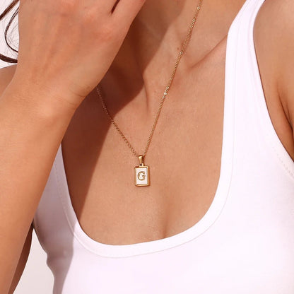 Pearl Shell Initial Letter Necklace - Zafinne Jewelry