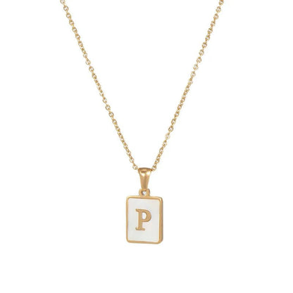 Pearl Shell Initial Letter Necklace - Zafinne Jewelry