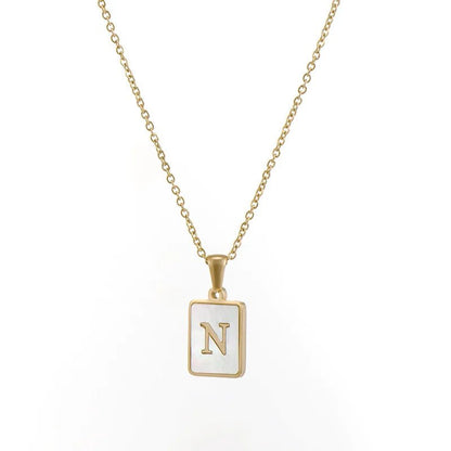 Pearl Shell Initial Letter Necklace - Zafinne Jewelry