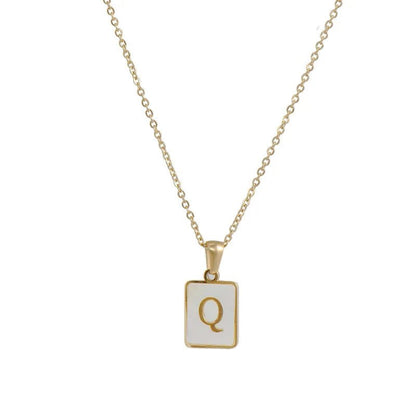 Pearl Shell Initial Letter Necklace - Zafinne Jewelry