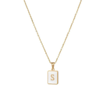 Pearl Shell Initial Letter Necklace - Zafinne Jewelry