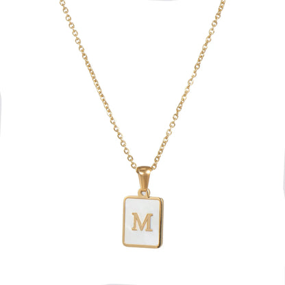 Pearl Shell Initial Letter Necklace - Zafinne Jewelry