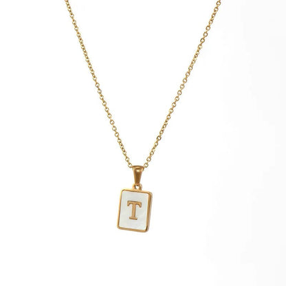 Pearl Shell Initial Letter Necklace - Zafinne Jewelry