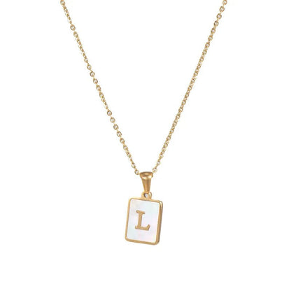 Pearl Shell Initial Letter Necklace - Zafinne Jewelry