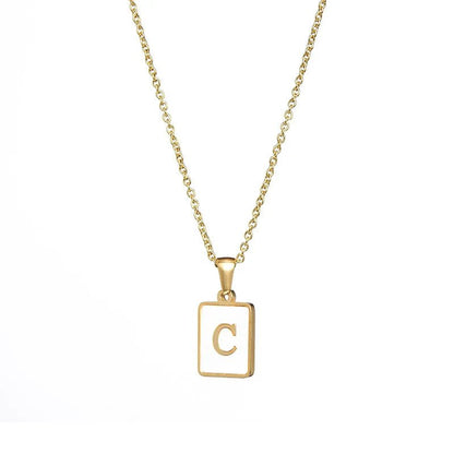 Pearl Shell Initial Letter Necklace - Zafinne Jewelry