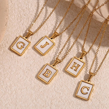 Pearl Shell Initial Letter Necklace - Zafinne Jewelry
