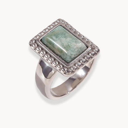 Rectangular Natural Stone Ring - Zafinne Jewelry