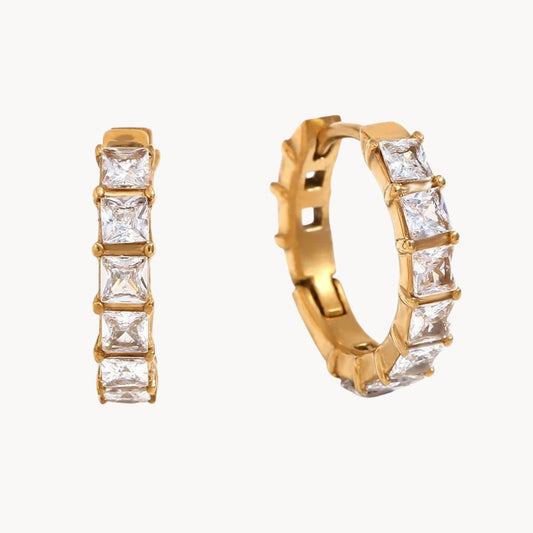 Riviera Square - Cut Hoop Earrings - Zafinne Jewelry