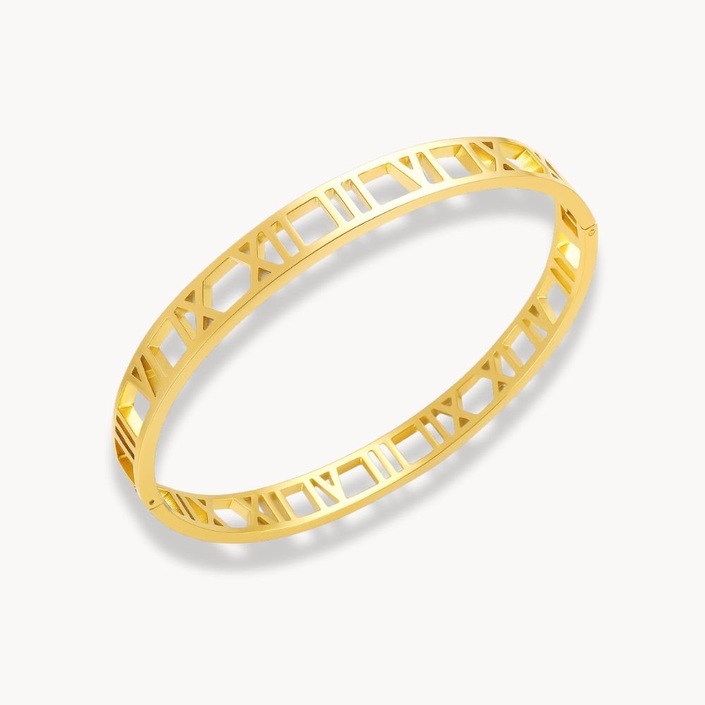 Roman Numeral Bangle Bracelet - Zafinne Jewelry