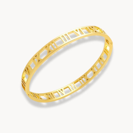 Roman Numeral Bangle Bracelet - Zafinne Jewelry