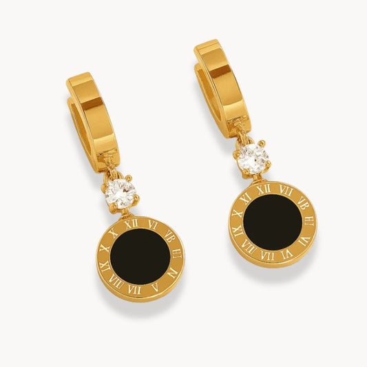 Roman Round Pendant Earrings - Zafinne Jewelry