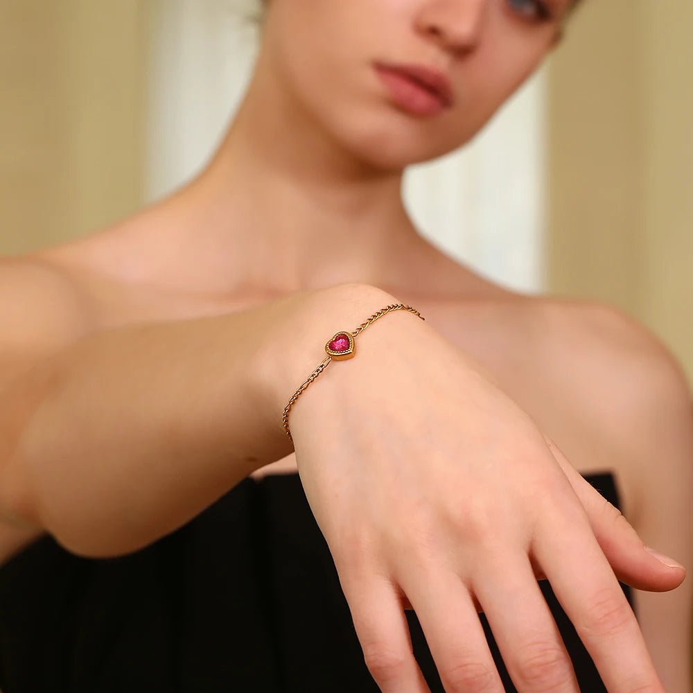 Rosalie Red Heart Bracelet - Zafinne Jewelry