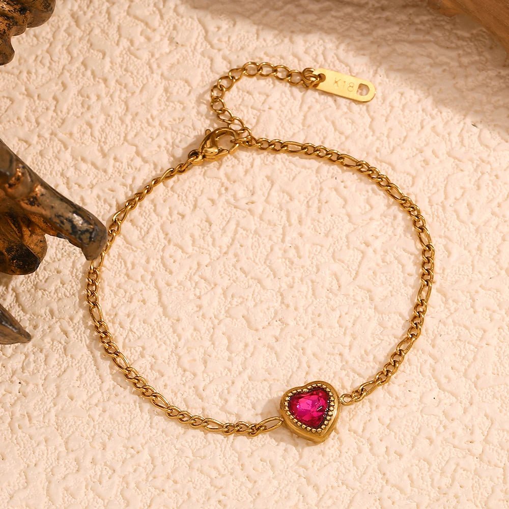 Rosalie Red Heart Bracelet - Zafinne Jewelry