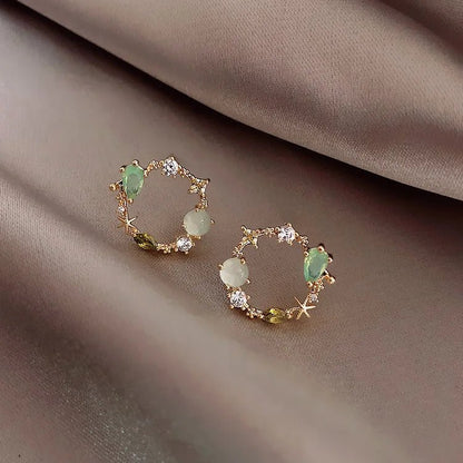 Round Crystal Earrings - Zafinne Jewelry